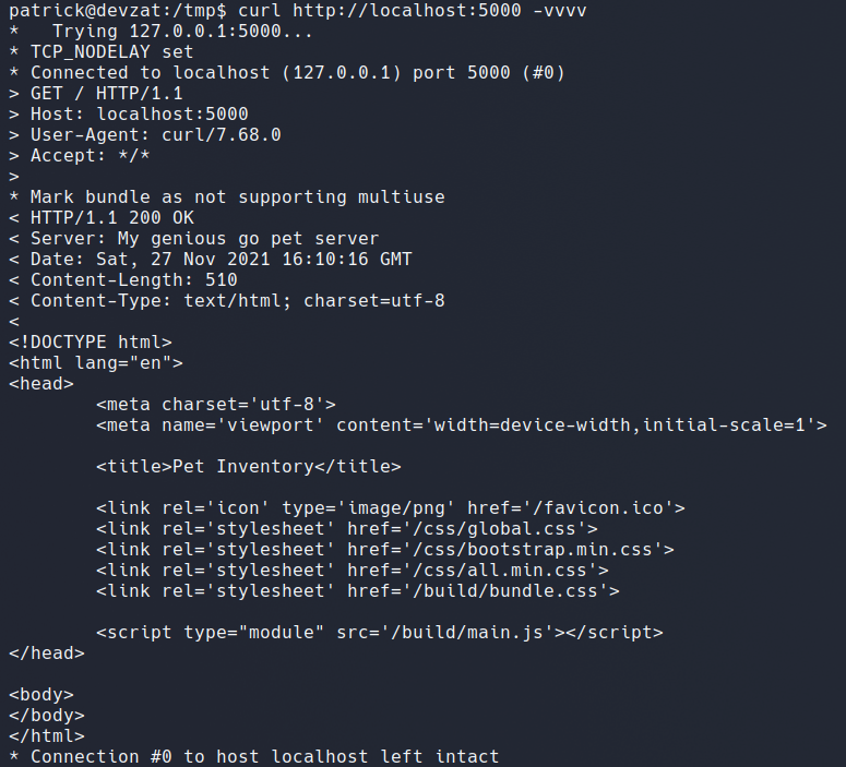 Port 5000 — pet API server