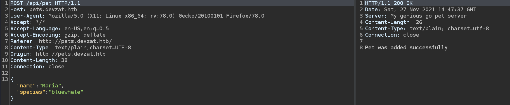 POST request to add pet