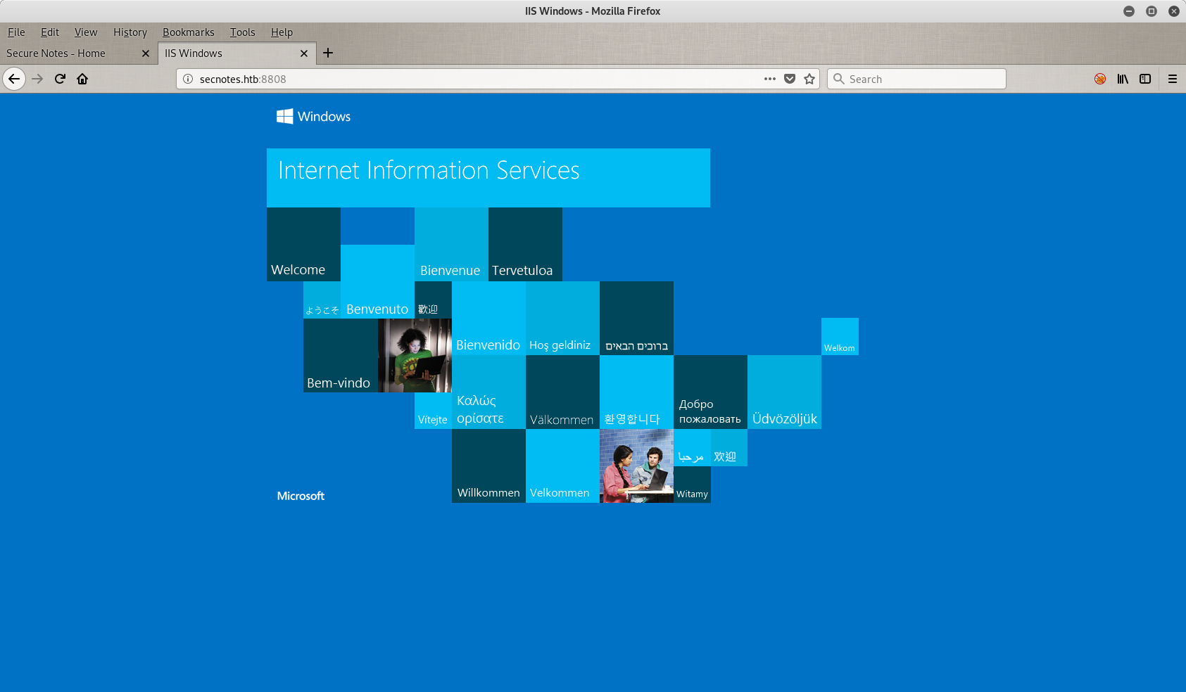 port 8808 default IIS page