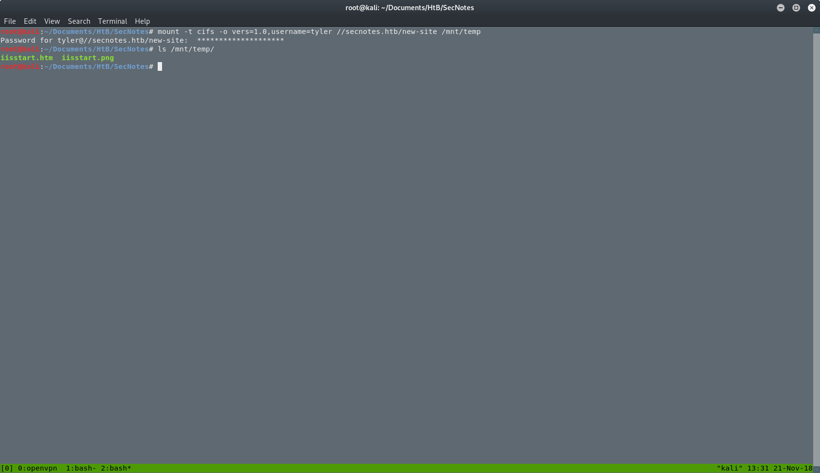 CIFS mount successful