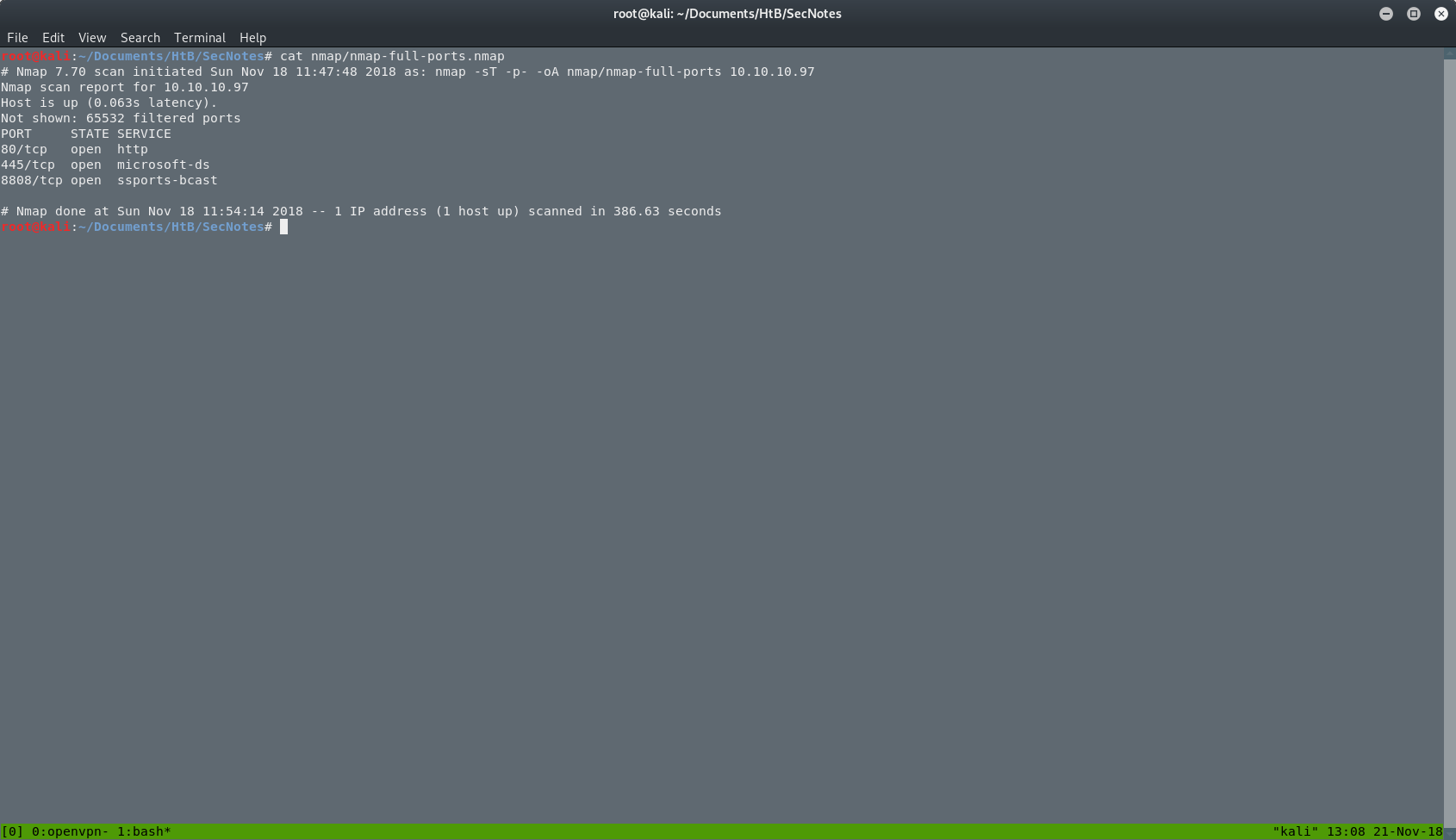 full port scan results