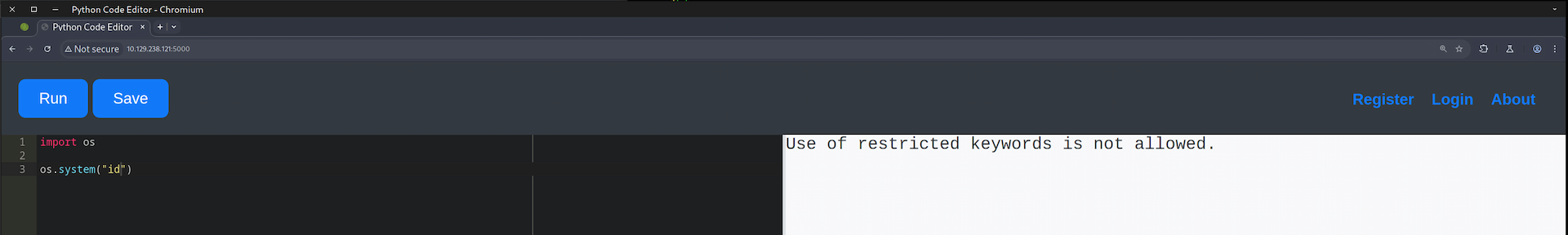 import keyword blocked