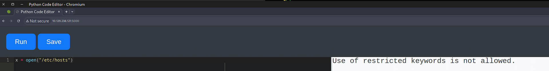 open keyword blocked