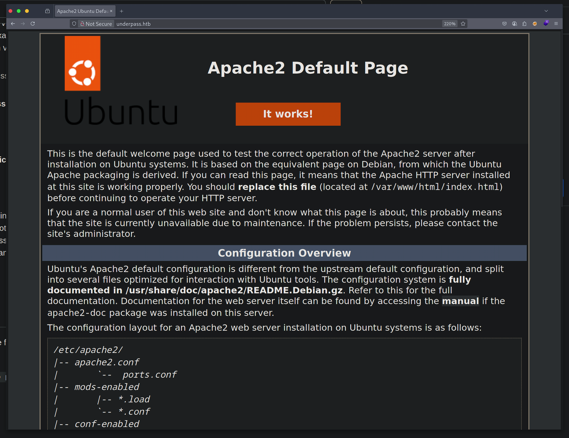 Apache2 default page